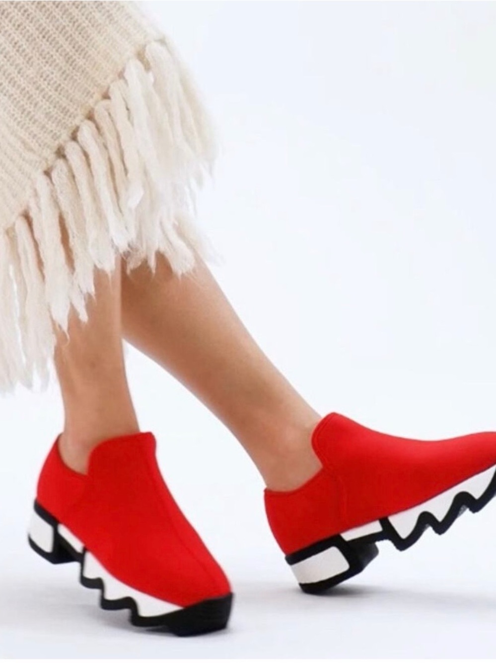 Women's Red Slip-On Clog Mules with Sculpted Sole